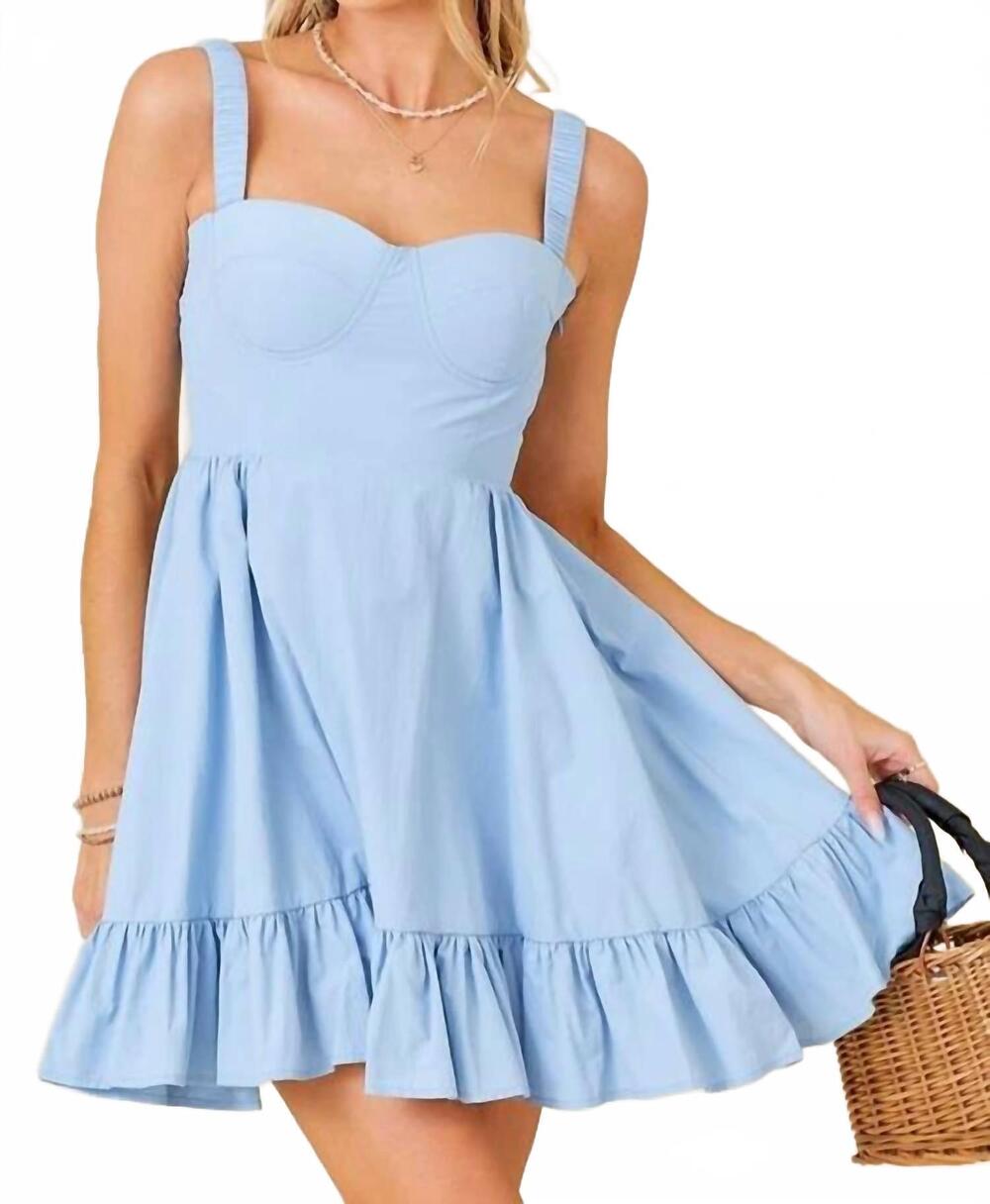 NEW BABY PINK tiered mini dress in blue